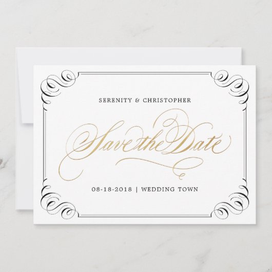 Elegant flourish calligraphy  save the date (Voorkant)