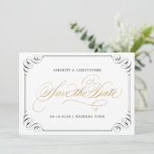 Elegant flourish calligraphy  save the date (Staand voorkant)