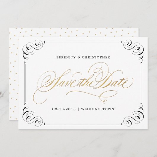 Elegant flourish calligraphy  save the date (Voorkant / Achterkant)