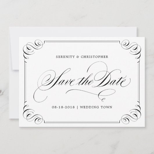 Elegant flourish calligraphy  save the date (Voorkant)