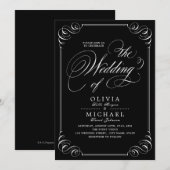 Elegant flourish calligraphy vintage bruiloft kaart (Voorkant / Achterkant)