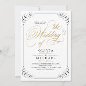 Elegant flourish calligraphy vintage bruiloft kaart (Voorkant)