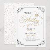 Elegant flourish calligraphy vintage bruiloft kaart (Voorkant / Achterkant)