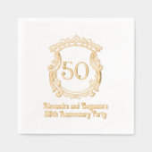 Elegant Flourish Crest Lijst #2 Jubileum Party Folie Servetten (Voorkant)