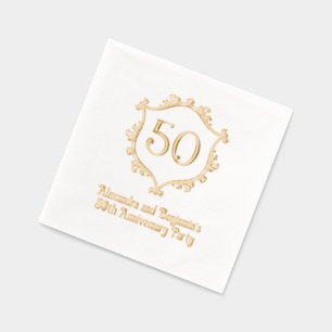 Elegant Flourish Crest Lijst Jubileum Party Folie Servetten