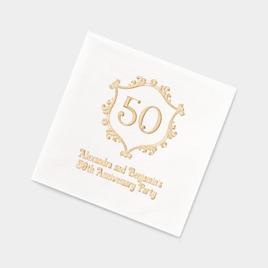 Elegant Flourish Crest Lijst Jubileum Party Folie Servetten (Links)