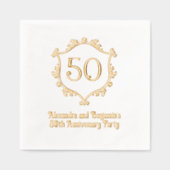 Elegant Flourish Crest Lijst Jubileum Party Folie Servetten (Voorkant)