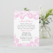 Elegant Flourish Curly Pink Wedding Uitnodiging (Staand voorkant)