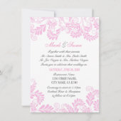 Elegant Flourish Curly Pink Wedding Uitnodiging (Voorkant)