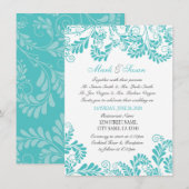 Elegant Flourish Curly Turquois Wedding Invitation Kaart (Voorkant / Achterkant)