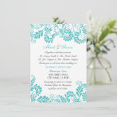 Elegant Flourish Curly Turquois Wedding Invitation Kaart (Staand voorkant)