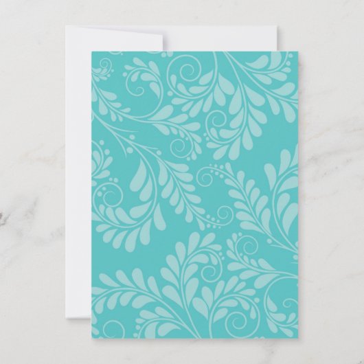 Elegant Flourish Curly Turquois Wedding Invitation Kaart (Achterkant)