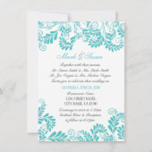 Elegant Flourish Curly Turquois Wedding Invitation Kaart (Voorkant)