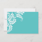 Elegant Flourish Curly Turquoise Wedding RSVP (Achterkant)