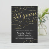 Elegant Flourish | Faux Gold Foil 35e Jubileum Kaart (Staand voorkant)