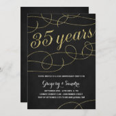 Elegant Flourish | Faux Gold Foil 35e Jubileum Kaart (Voorkant / Achterkant)