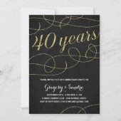 Elegant Flourish | Faux Gold Foil 40e Jubileum Kaart (Voorkant)