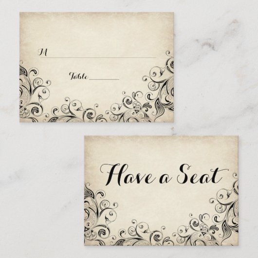 Elegant Flourish Flat Table Place Kaarten Visitekaartje (Voorkant / Achterkant)