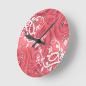 Elegant Flourish Floral Red Shadow Pattern Ronde Klok (Hoek)