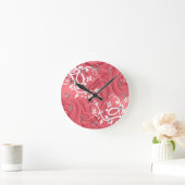 Elegant Flourish Floral Red Shadow Pattern Ronde Klok (Huis)