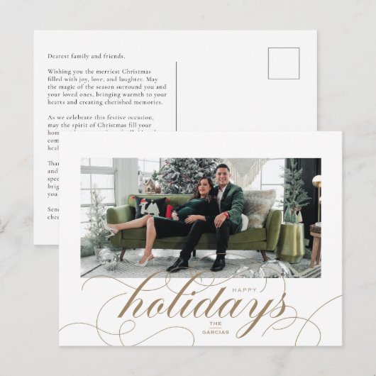Elegant Flourish Formal Script Holiday Briefkaart (Voorkant / Achterkant)