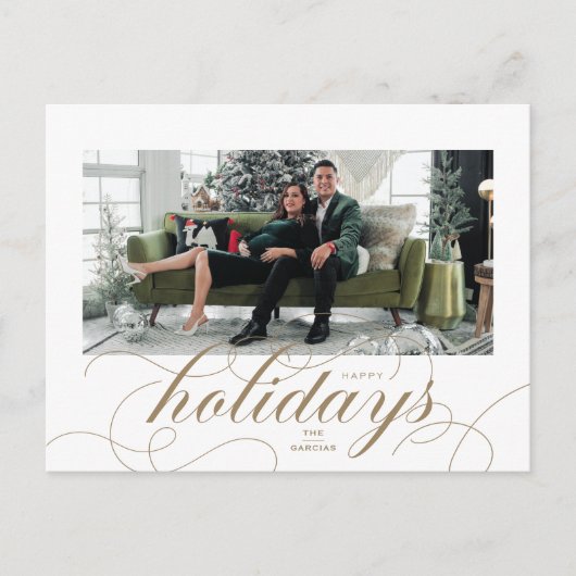Elegant Flourish Formal Script Holiday Briefkaart (Voorkant)
