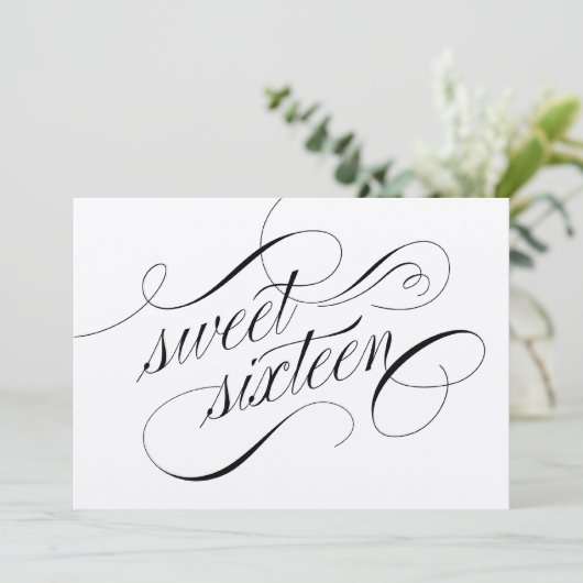 Elegant Flourish Formal Sweet 16 Uitnodigingen (Staand voorkant)