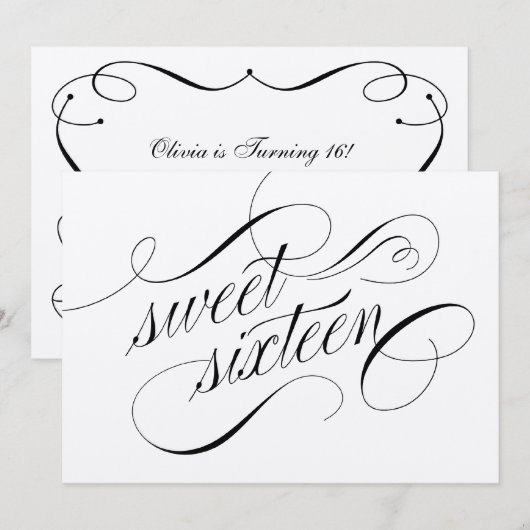 Elegant Flourish Formal Sweet 16 Uitnodigingen (Voorkant / Achterkant)