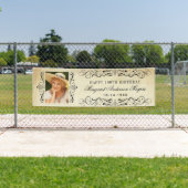 Elegant  Flourish Happy Birthday Foto Spandoek (Insitu)