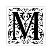 Elegant Flourish Letter M Monogram Zelfinktende Stempel (Design)