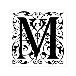 Elegant  Flourish Letter M Monogram Zelfinktende Stempel
