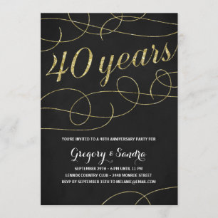 Elegant Flourish   Nepgoud Folie 40ste Verjaardag Kaart