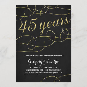 Elegant Flourish   Nepgoud Folie 45ste Verjaardag Kaart
