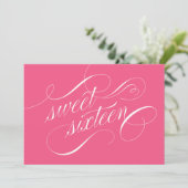 Elegant Flourish Pink Sweet 16 Party Invitations Kaart (Staand voorkant)