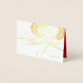 Elegant Flourish Red en Gold Foil Hartelijk dank Folie Kaarten (Voorkant)