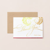 Elegant Flourish Red en Gold Foil Hartelijk dank Folie Kaarten (Voorkant met envelop)