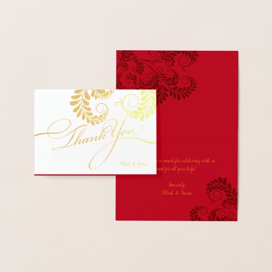 Elegant Flourish Red en Gold Foil Hartelijk dank Folie Kaarten (Display)