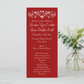 Elegant Flourish Red Wedding Programs Programmakaart (Staand voorkant)