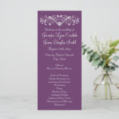 Elegant Flourish Regal Paars Wedding Programs Programmakaart (Staand voorkant)