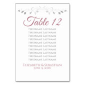 Elegant Flourish Roos White Wedding Seding Chart Kaart (Achterkant)