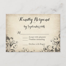  Elegant Flourish Rustic Wedding RSVP-kaarten