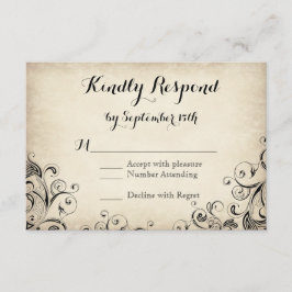  Elegant Flourish Rustic Wedding RSVP-kaarten RSVP Kaartje