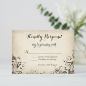  Elegant Flourish Rustic Wedding RSVP-kaarten RSVP Kaartje (Staand voorkant)
