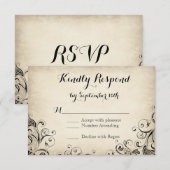  Elegant Flourish Rustic Wedding RSVP-kaarten RSVP Kaartje (Voorkant / Achterkant)