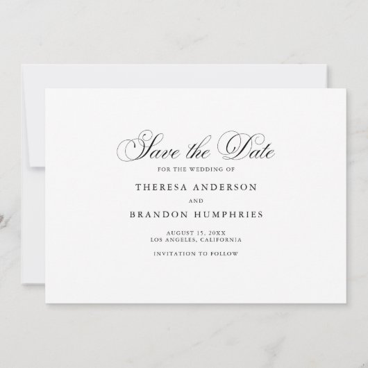 Elegant Flourish Script Photo Save our Date Save The Date (Achterkant)