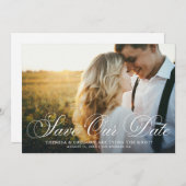 Elegant Flourish Script Photo Save our Date Save The Date (Voorkant / Achterkant)