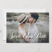 Elegant Flourish Script Photo Save the Date Magnetische Uitnodiging (Voorkant)