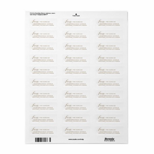 Elegant Flourish Script Return Address Label (Full Sheet)