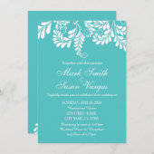 Elegant Flourish Turquoise Wedding Invitation Kaart (Voorkant / Achterkant)