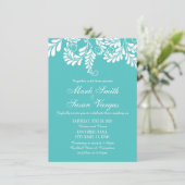 Elegant Flourish Turquoise Wedding Invitation Kaart (Staand voorkant)